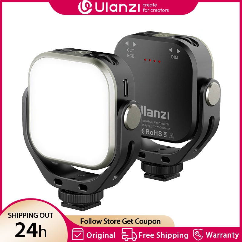 Photography Video Lighting Kit With Adjustable Tripod Stand - Ulanzi VL66 RGB Video Light 2500-6500K