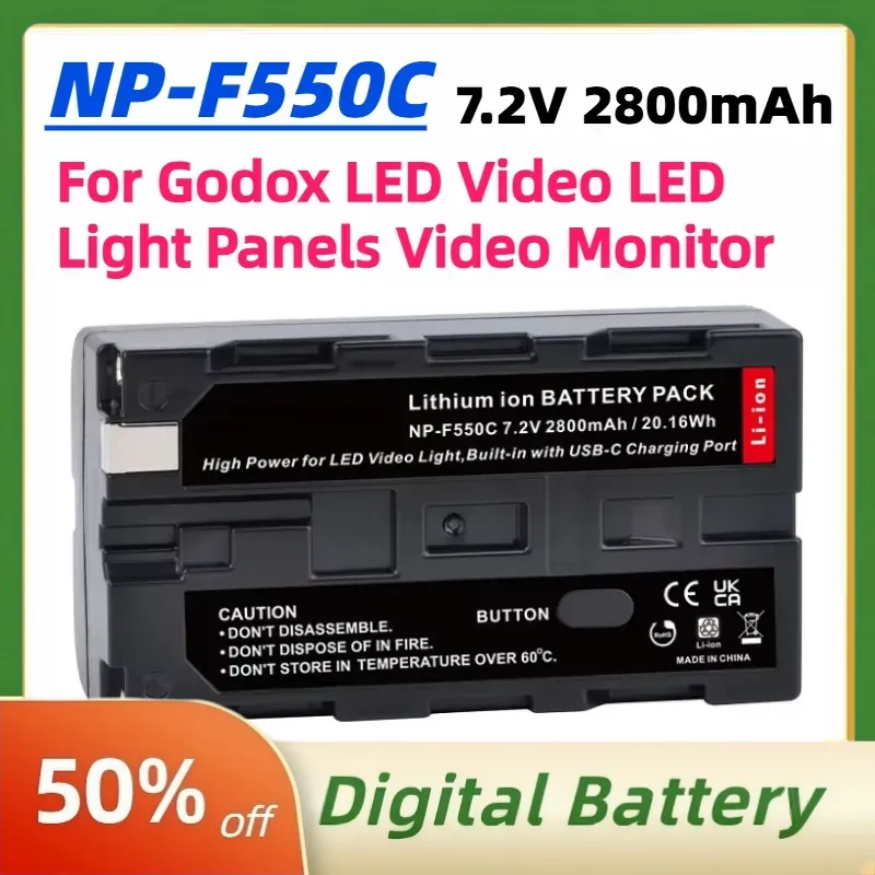 Video Light Panel Led - NP-F550C NP-F550 F570 Battery 7.2V 2800mAh