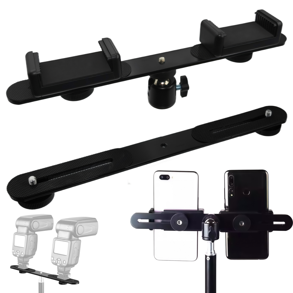 1/4'' Dual Flash Bracket Mount - Photography Video Lighting Kit With Adjustable Tripod Stand recension och pris
