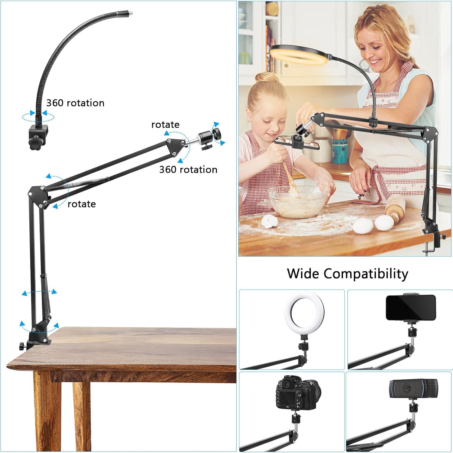 Ring Light with Stand and Phon - Photography Video Lighting Kit With Adjustable Tripod Stand recension och pris