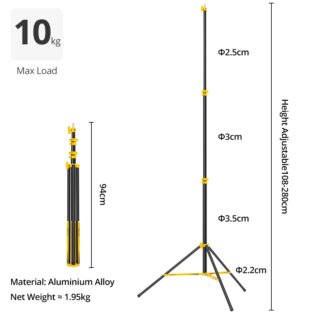 AMBITFUL GM280Y 280cm Professi - Photography Video Lighting Kit With Adjustable Tripod Stand recension och pris
